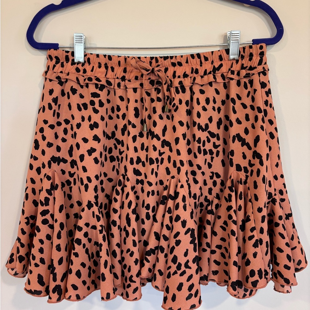Boutique Leopard Print Ruffle Skort - Size Large
